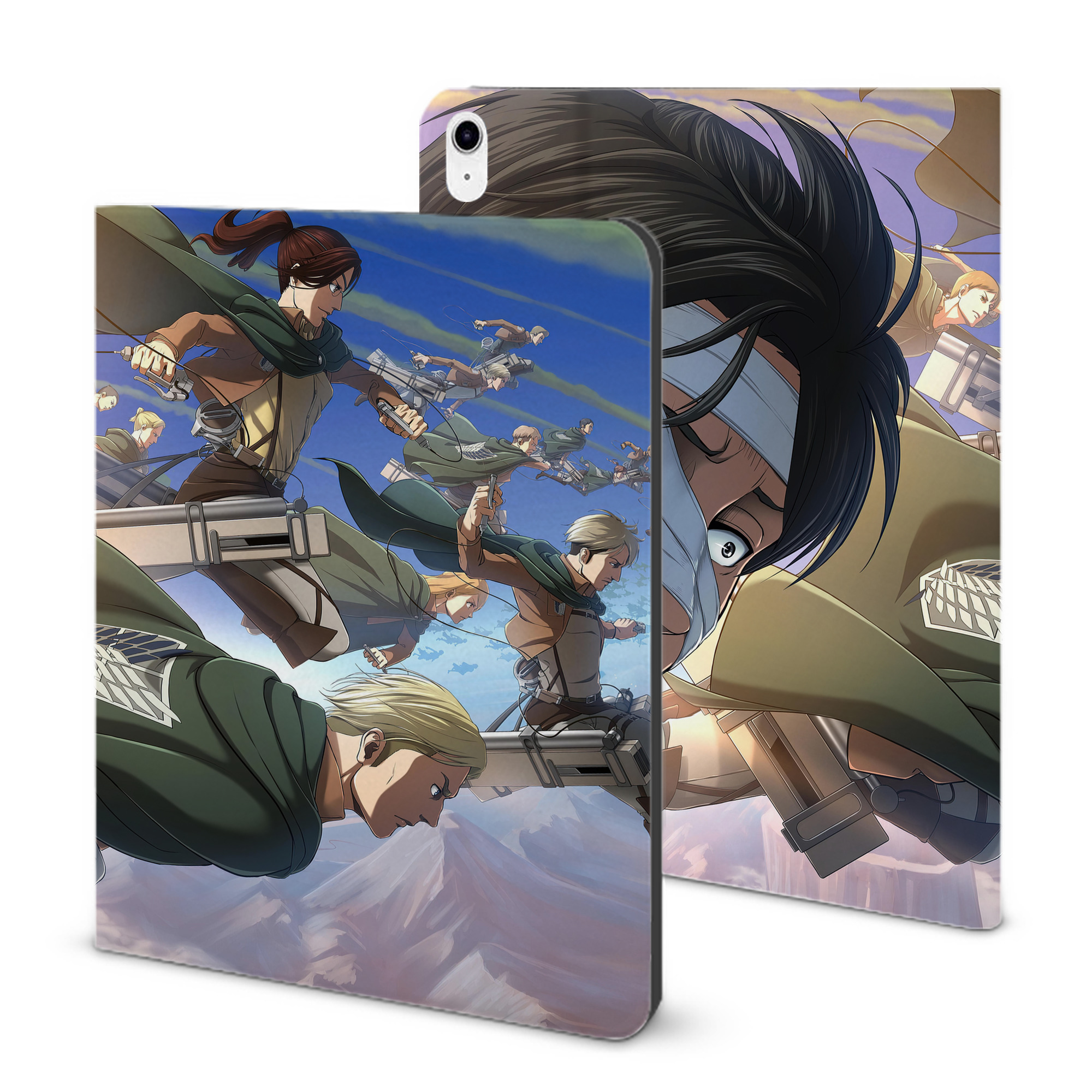 （画像用） 進撃の巨人 Attack on Titan IPad ケース ブック型 PUレザー TPU 耐衝撃 軽量 薄型 ペン収納なし 全面保護 IPad 各モデル対応
